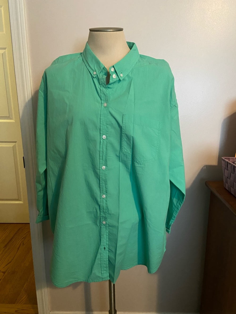 American Eagle Outfitters Green Boyfriend Fit Button-Up Shirt XL